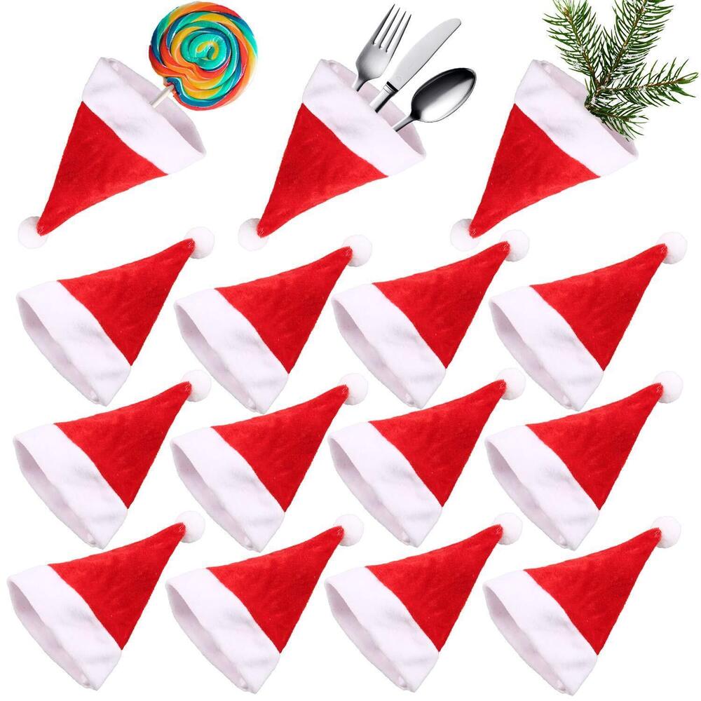 7955 15Pcs Mini Santa Hats Tiny Christmas Hats Table Decoration for Cup